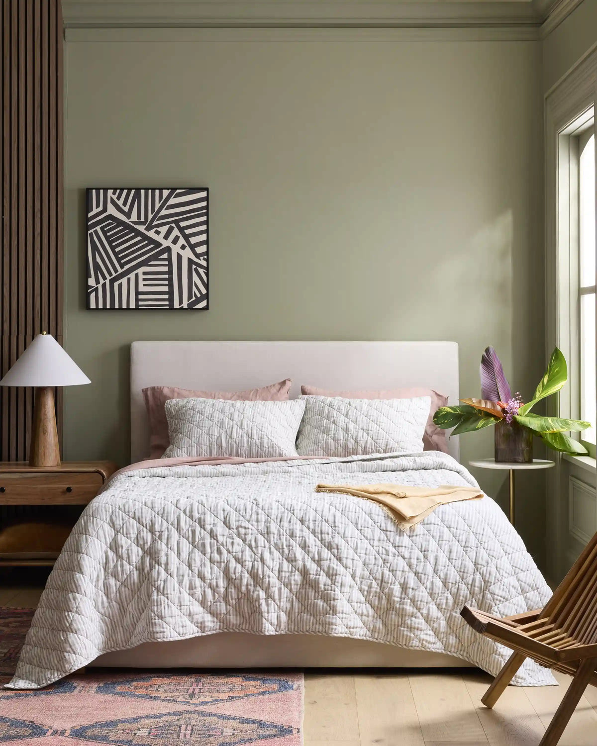 European Linen Stripe Quilt Set