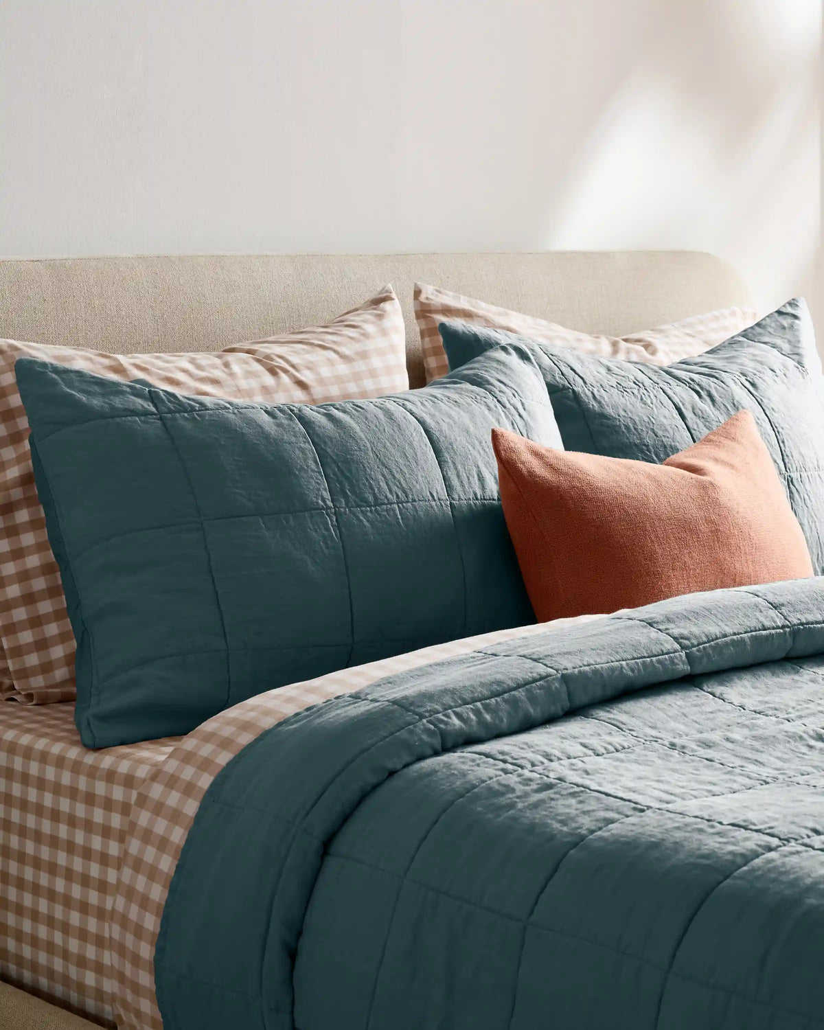 Lightweight European Linen Box Quilted Sham Set