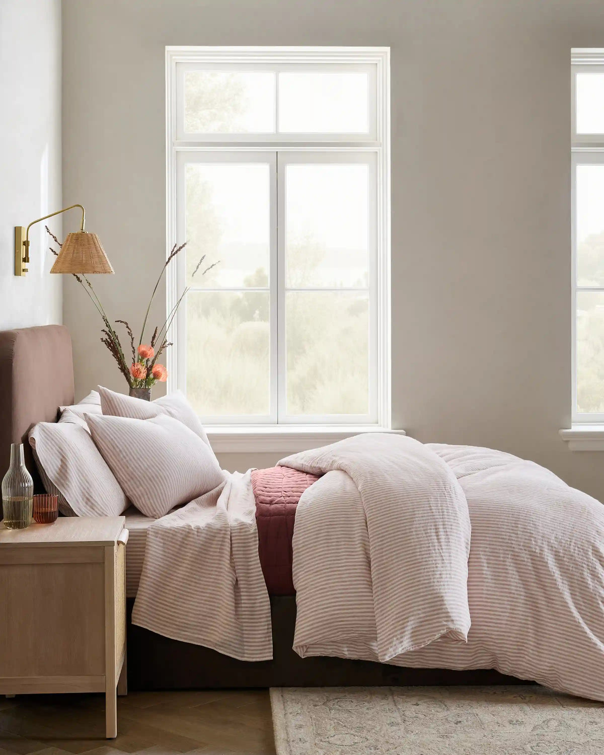 European Linen Stripe Deluxe Bedding Bundle