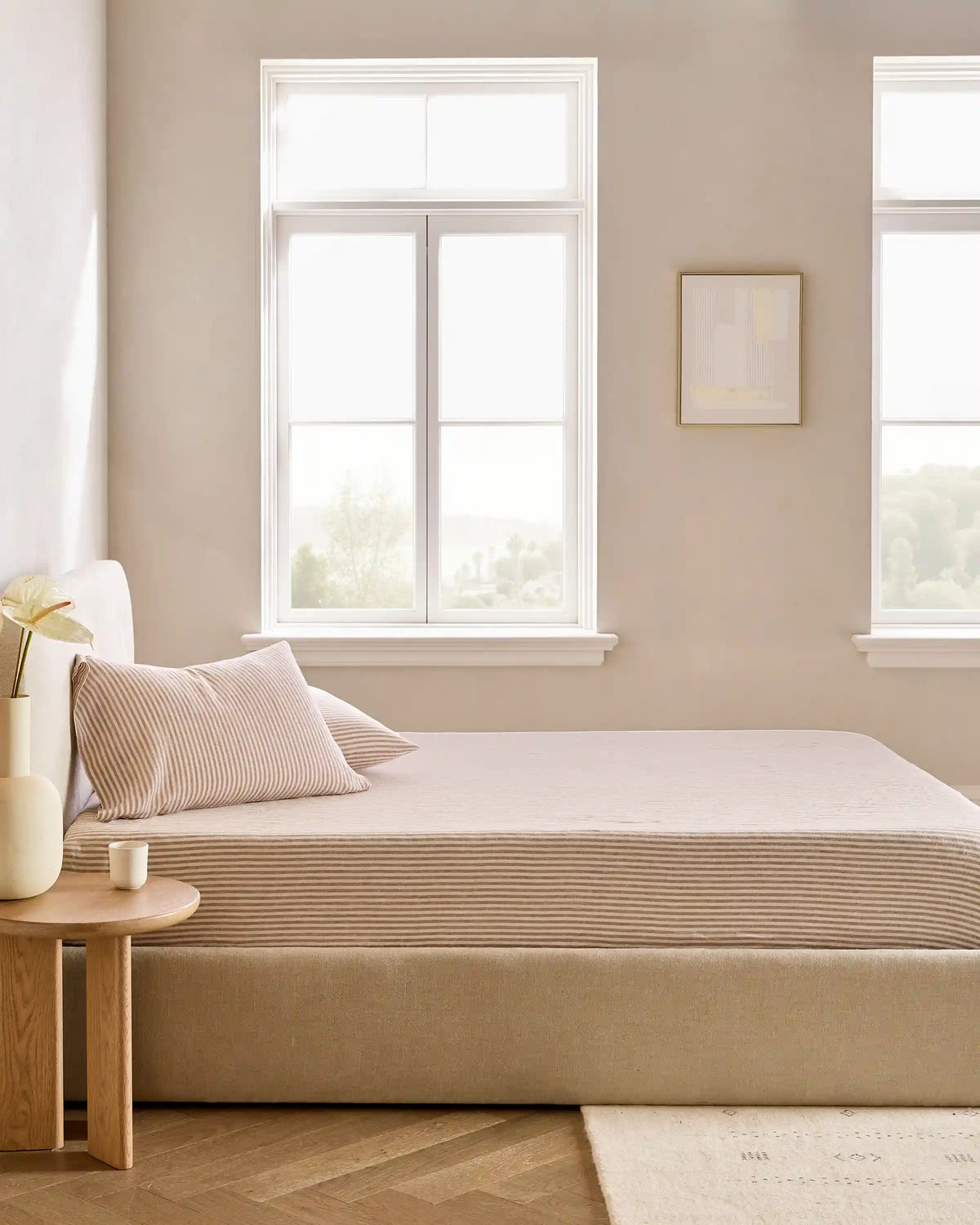 European Linen Stripe Fitted Sheet Set