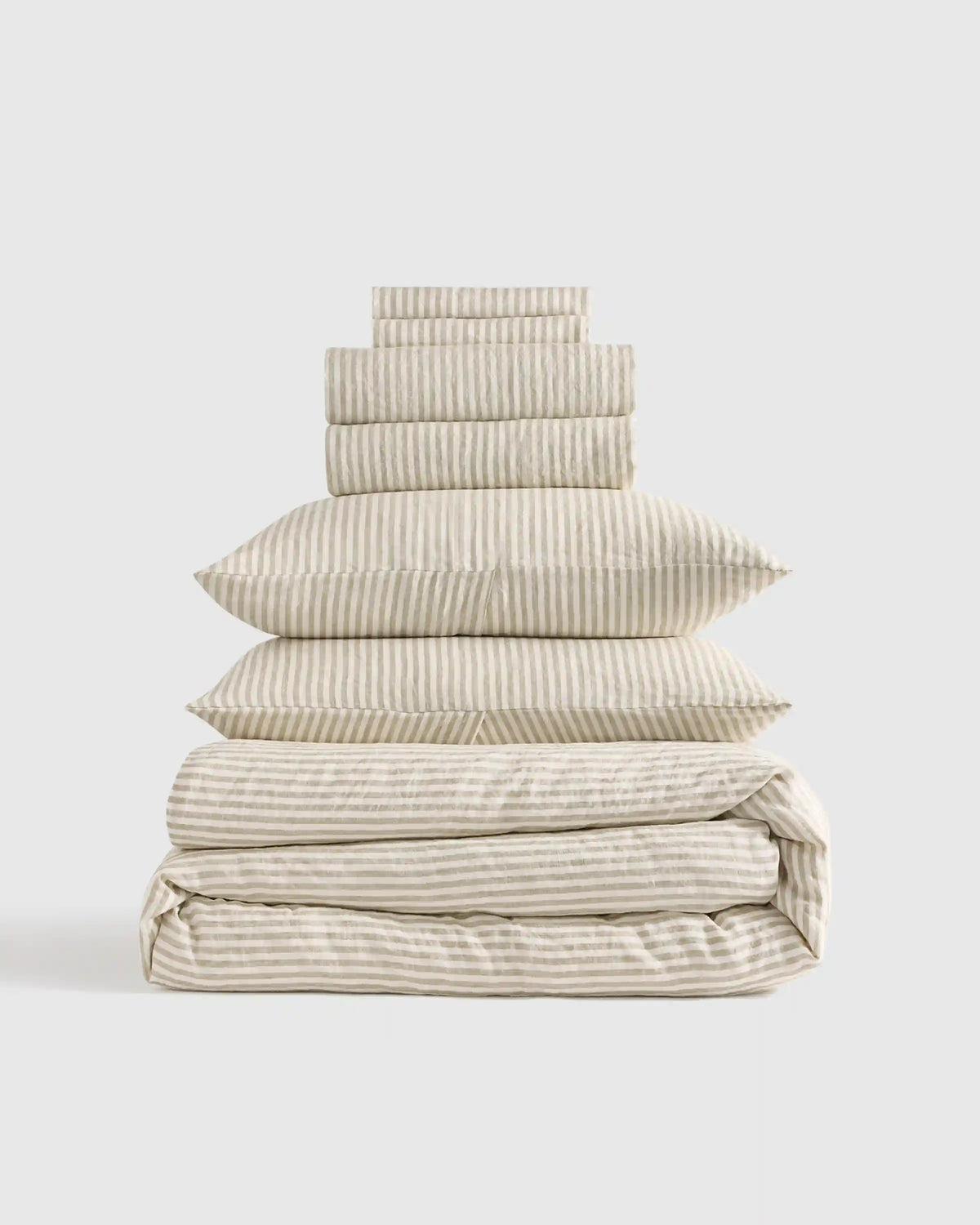 European Linen Stripe Deluxe Bedding Bundle