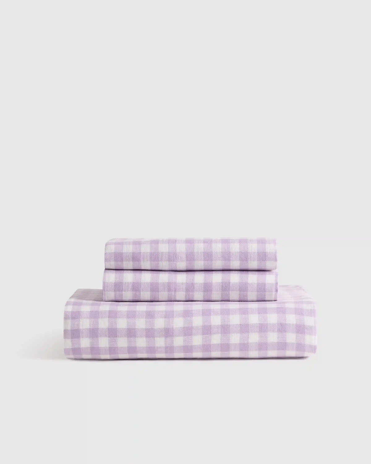 European Linen Gingham Fitted Sheet Set