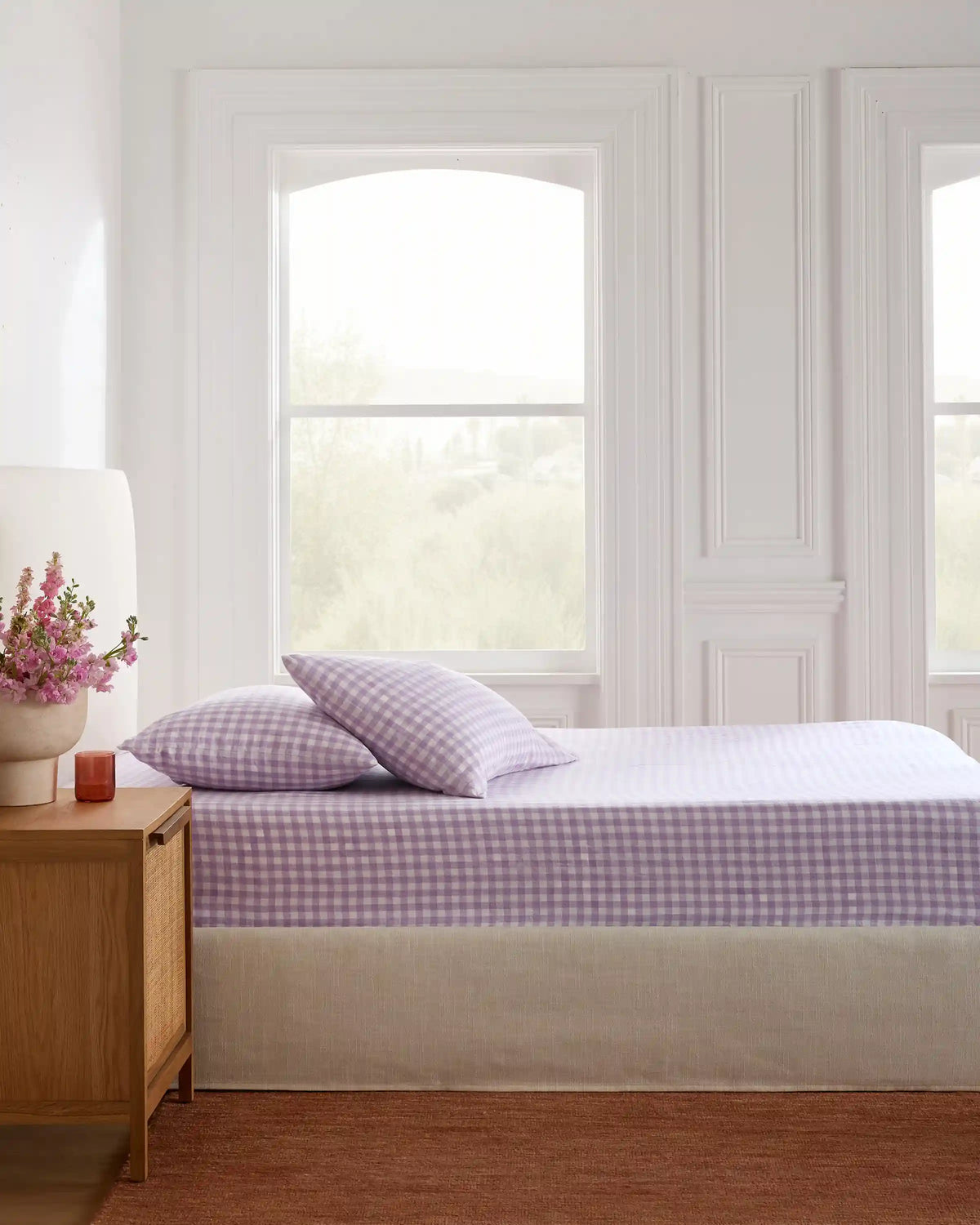 European Linen Gingham Fitted Sheet Set