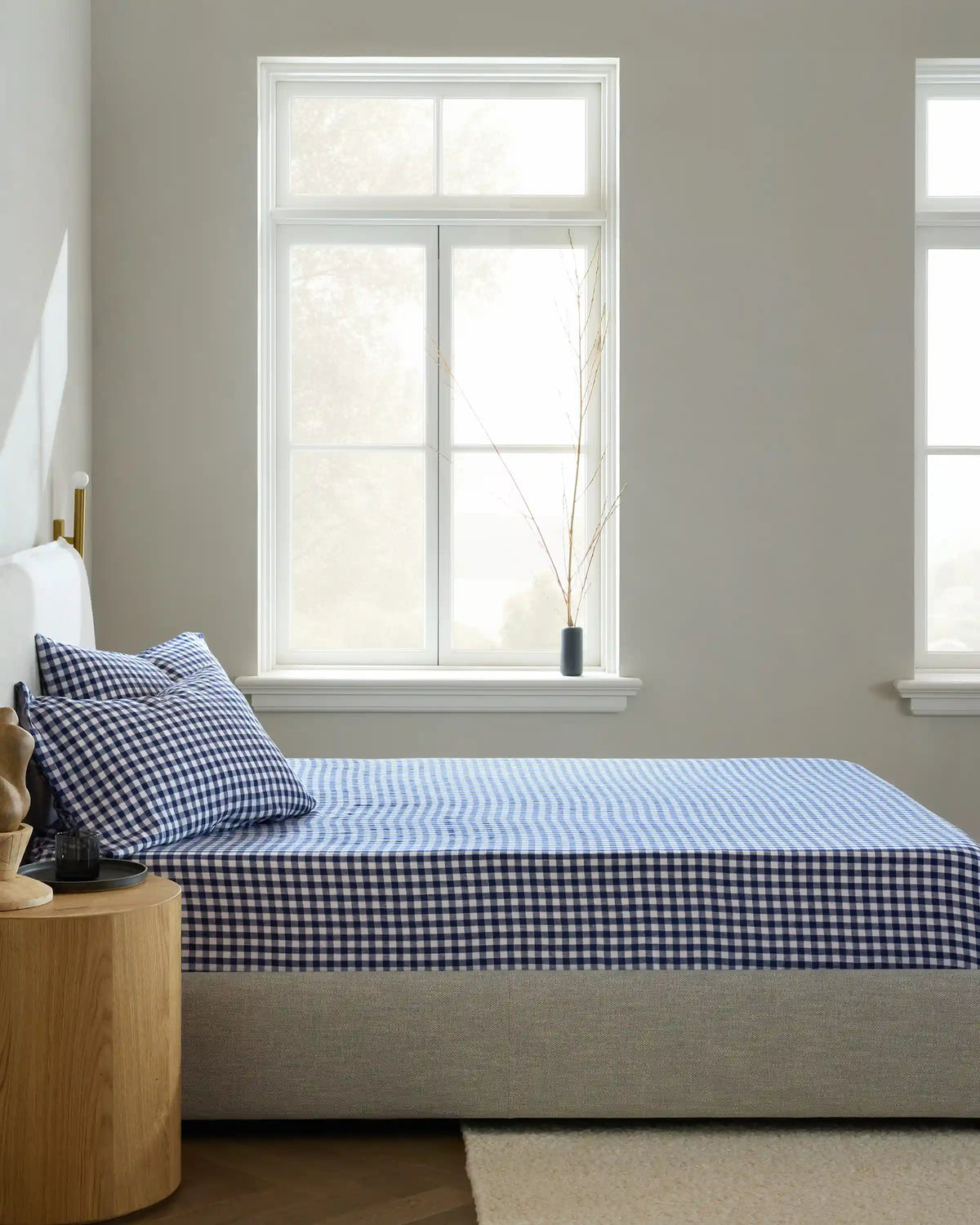 European Linen Gingham Fitted Sheet Set