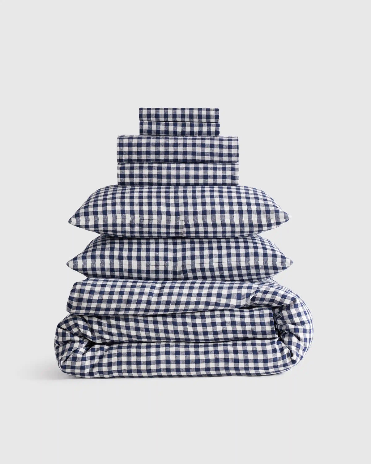 European Linen Gingham Deluxe Bedding Bundle
