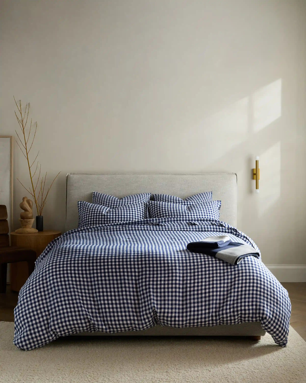 European Linen Gingham Duvet Cover Set