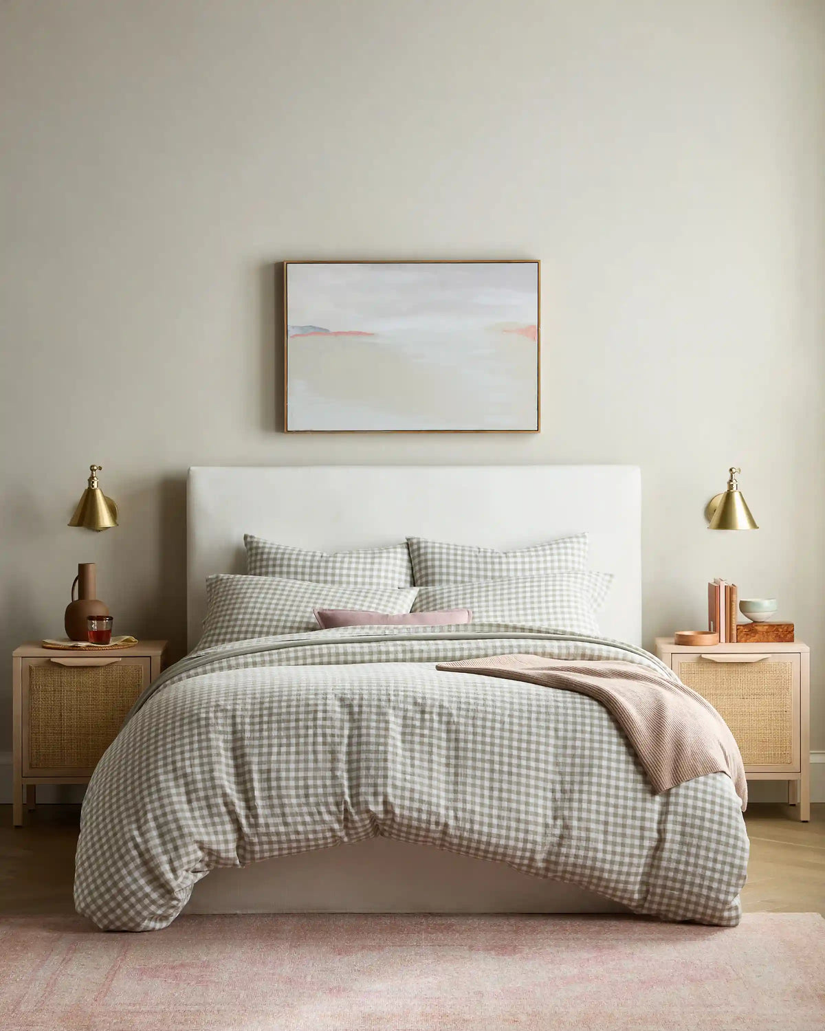 European Linen Gingham Deluxe Bedding Bundle