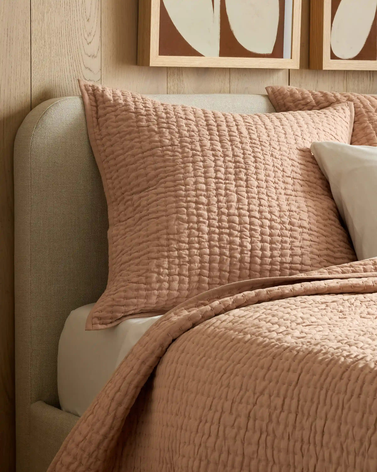 European Linen Cotton Stitch Quilted Euro Sham