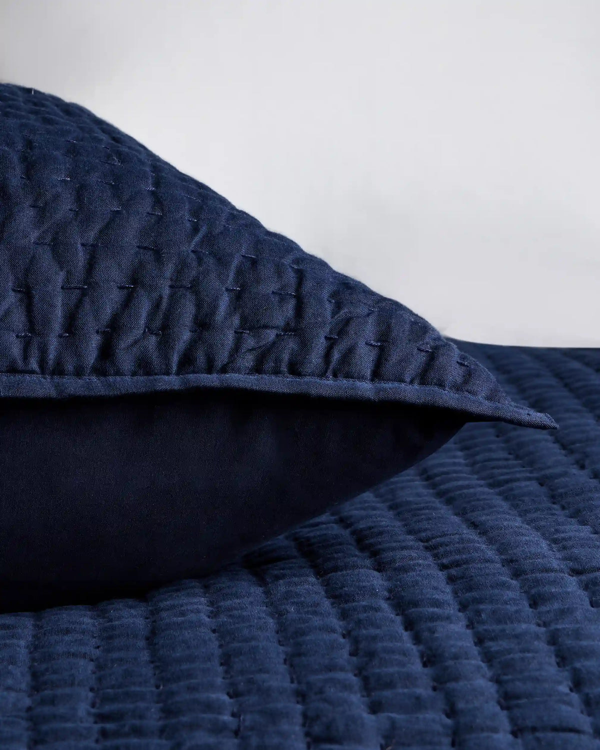 European Linen Cotton Stitch Quilted Euro Sham