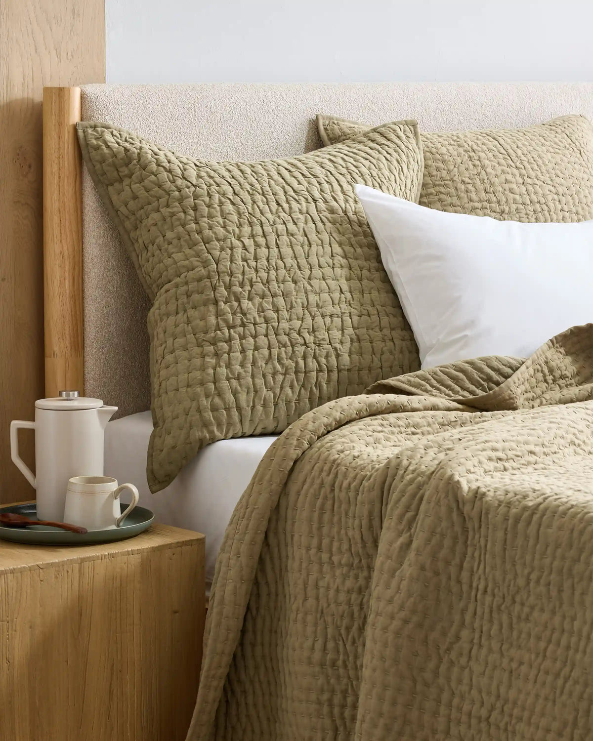 European Linen Cotton Stitch Quilted Euro Sham