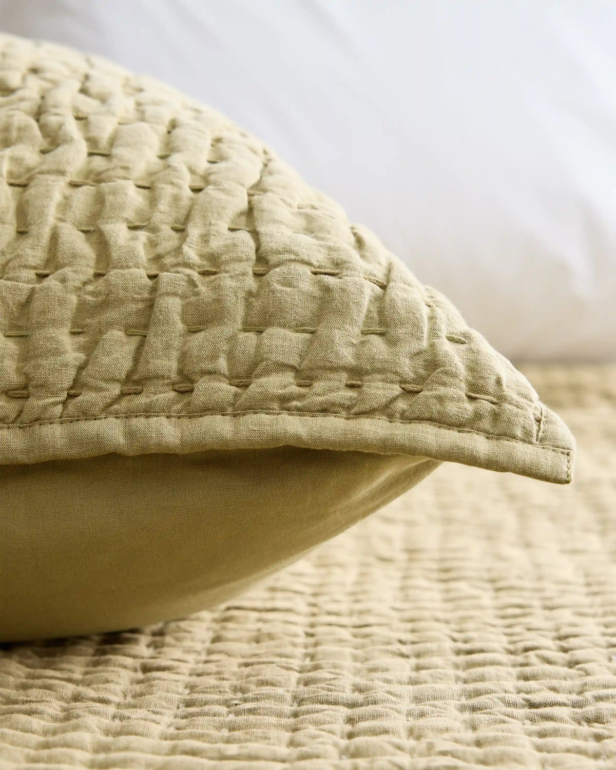 European Linen Cotton Stitch Quilted Euro Sham