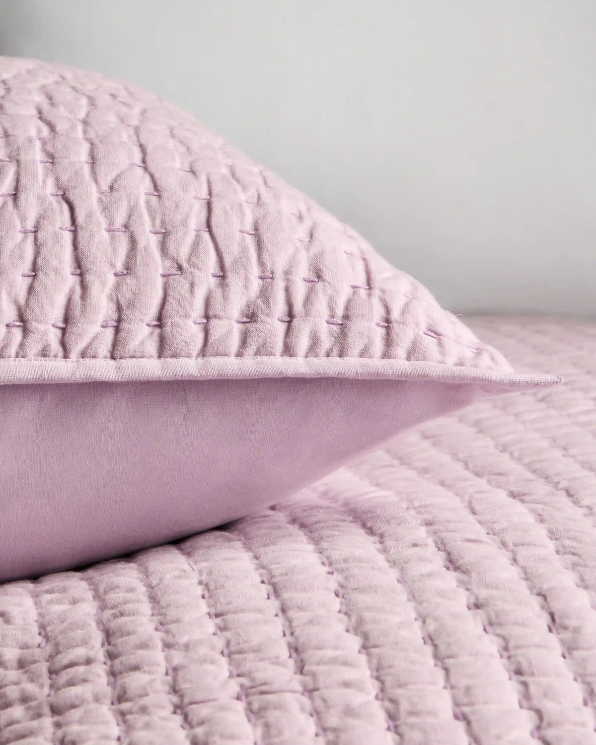 European Linen Cotton Stitch Quilted Euro Sham