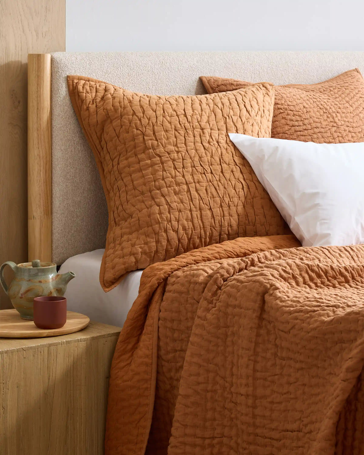 European Linen Cotton Stitch Quilted Euro Sham