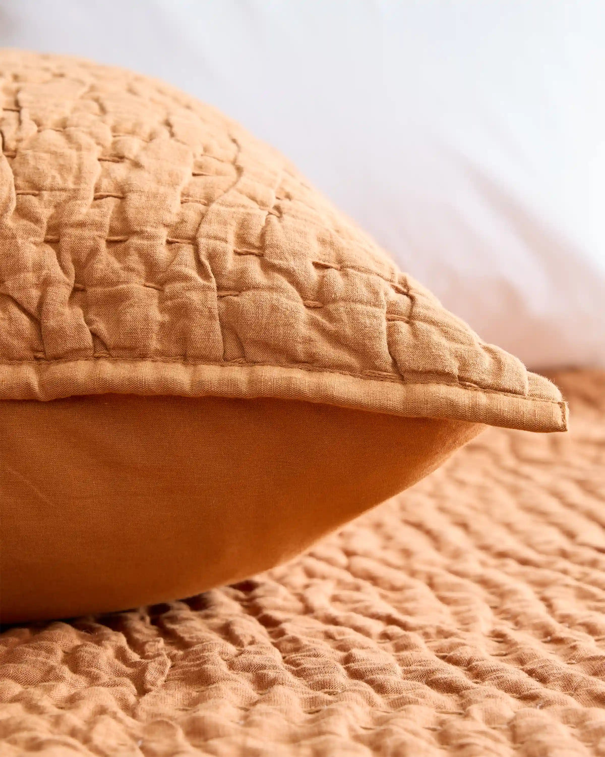 European Linen Cotton Stitch Quilted Euro Sham