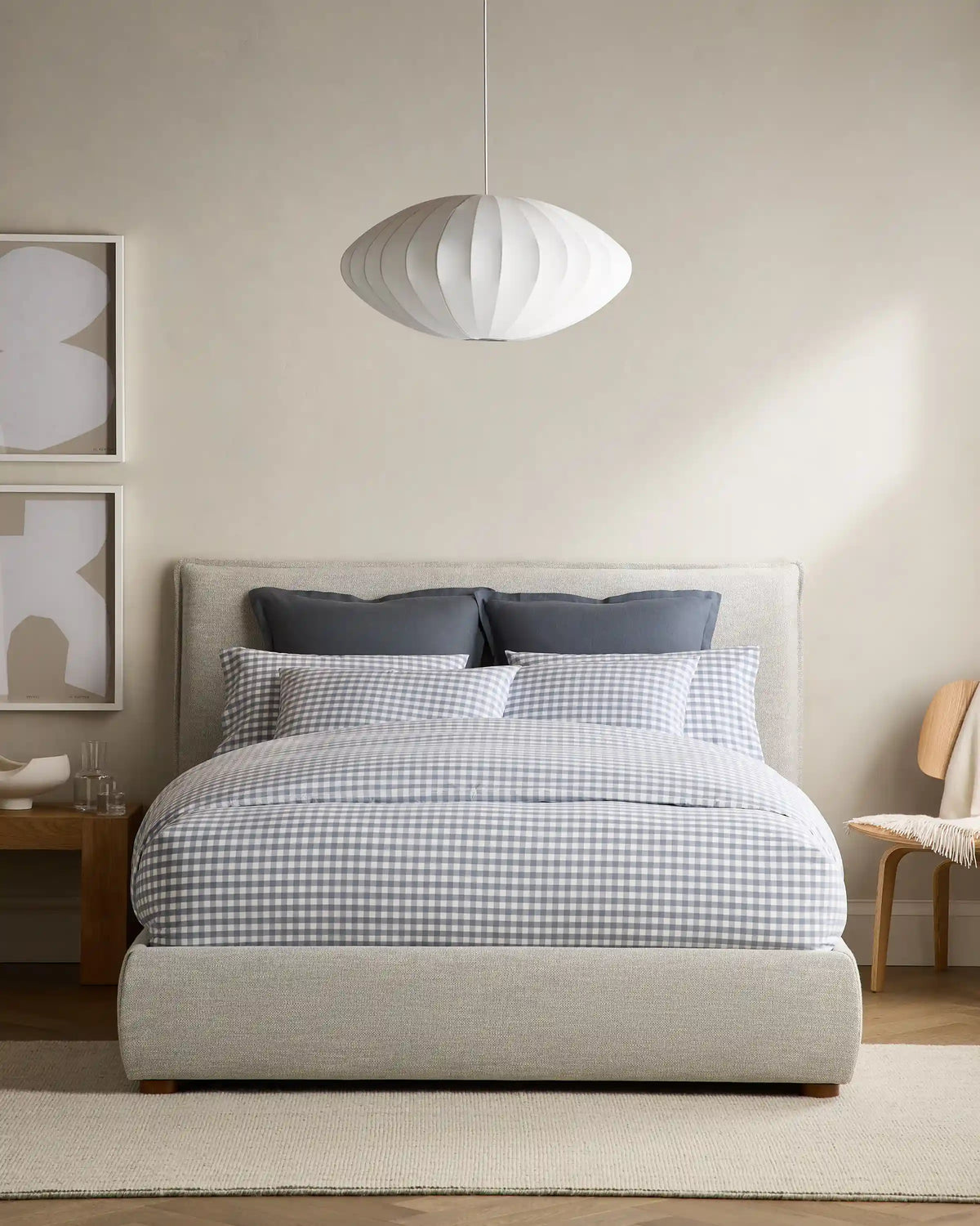 Organic Crisp Percale Gingham Duvet Cover