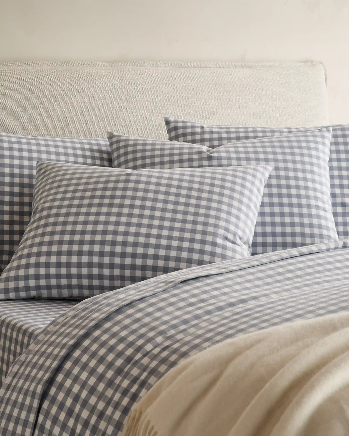 Organic Crisp Percale Gingham Duvet Cover Set