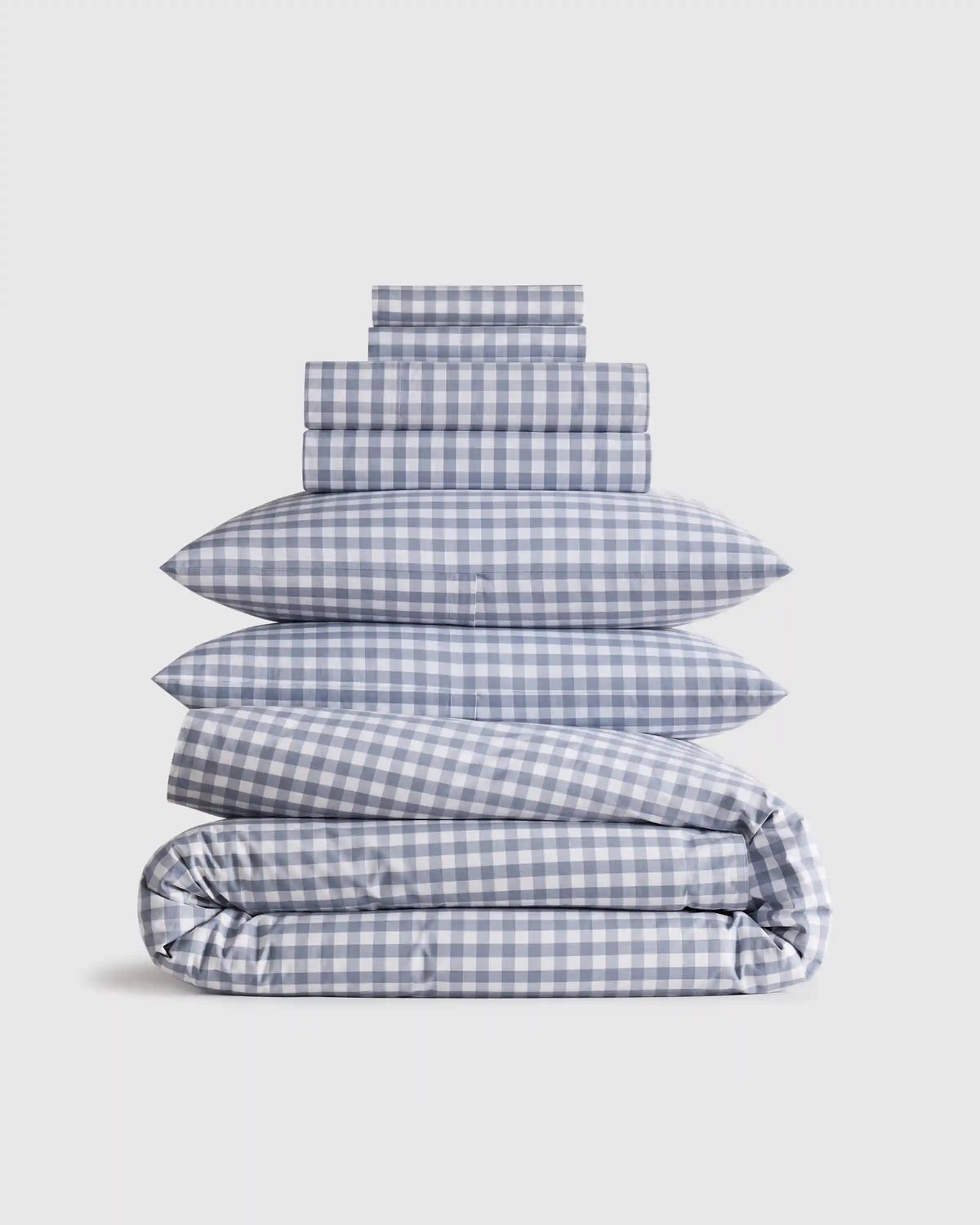 Organic Crisp Percale Gingham Deluxe Bedding Bundle