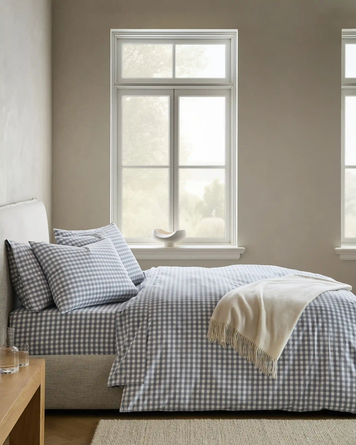Organic Crisp Percale Gingham Deluxe Bedding Bundle