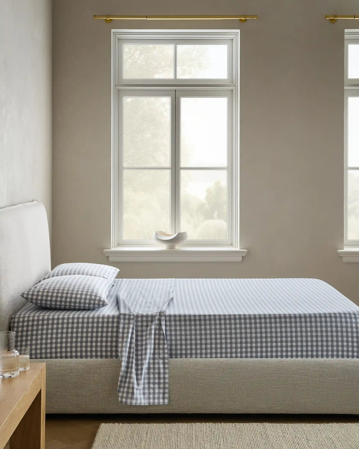 Organic Crisp Percale Gingham Pillowcase Set