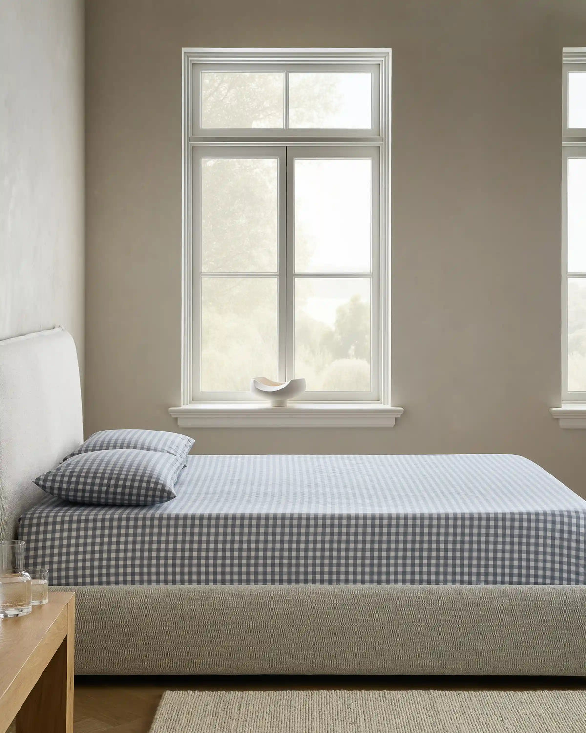 Organic Crisp Percale Gingham Fitted Sheet Set