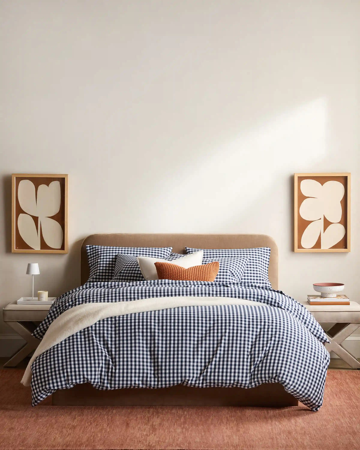 Organic Crisp Percale Gingham Duvet Cover Set
