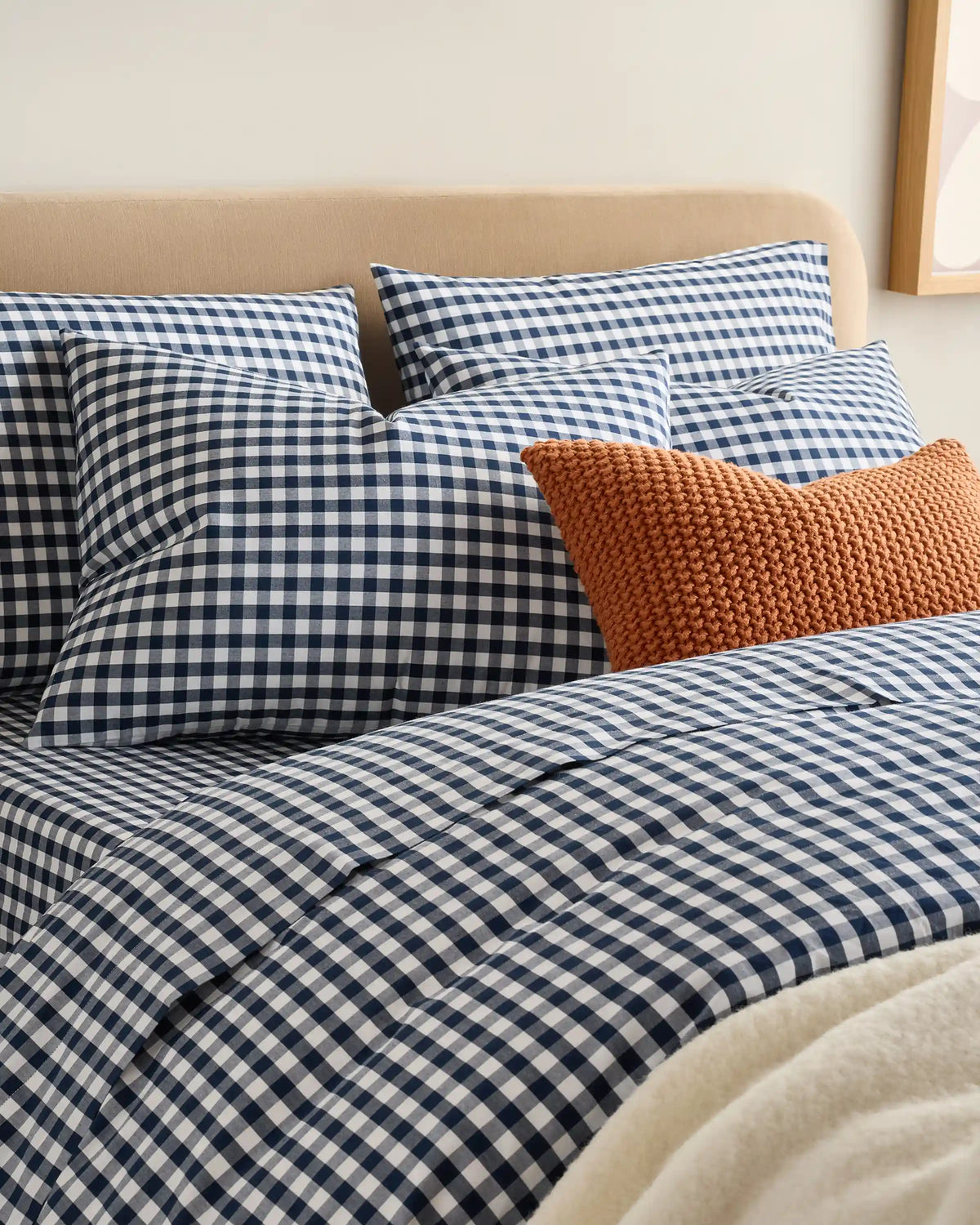 Organic Crisp Percale Gingham Deluxe Bedding Bundle