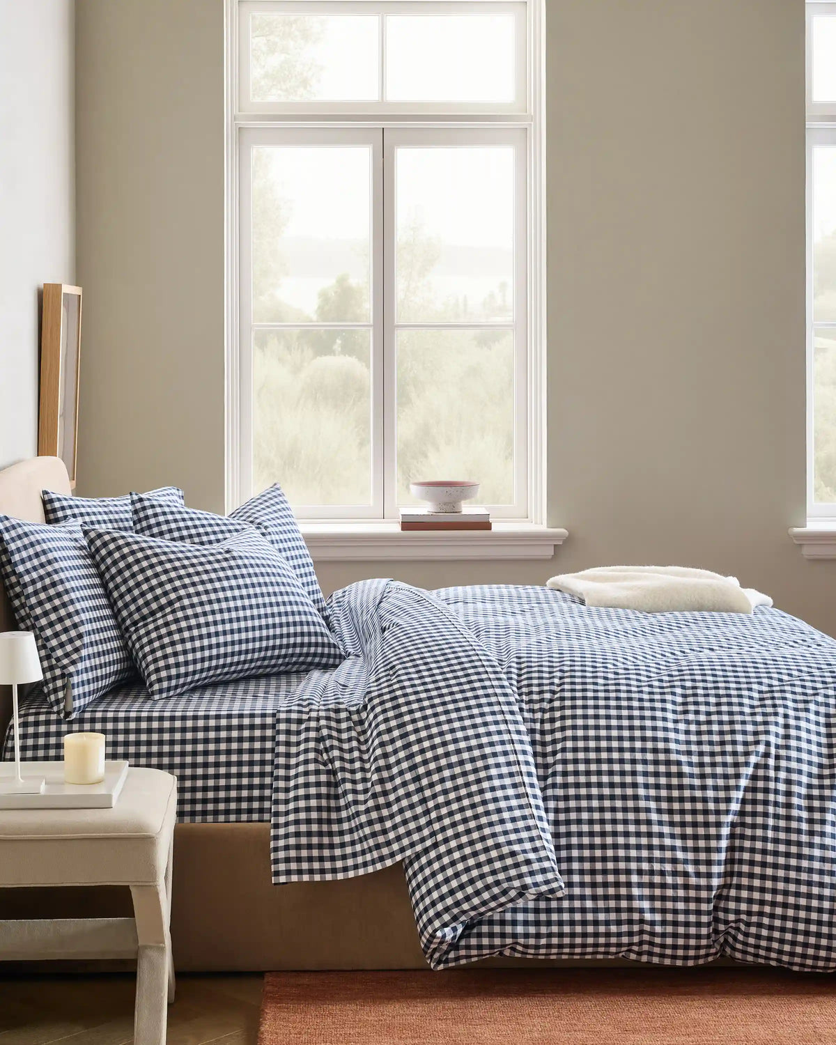 Organic Crisp Percale Gingham Duvet Cover Set
