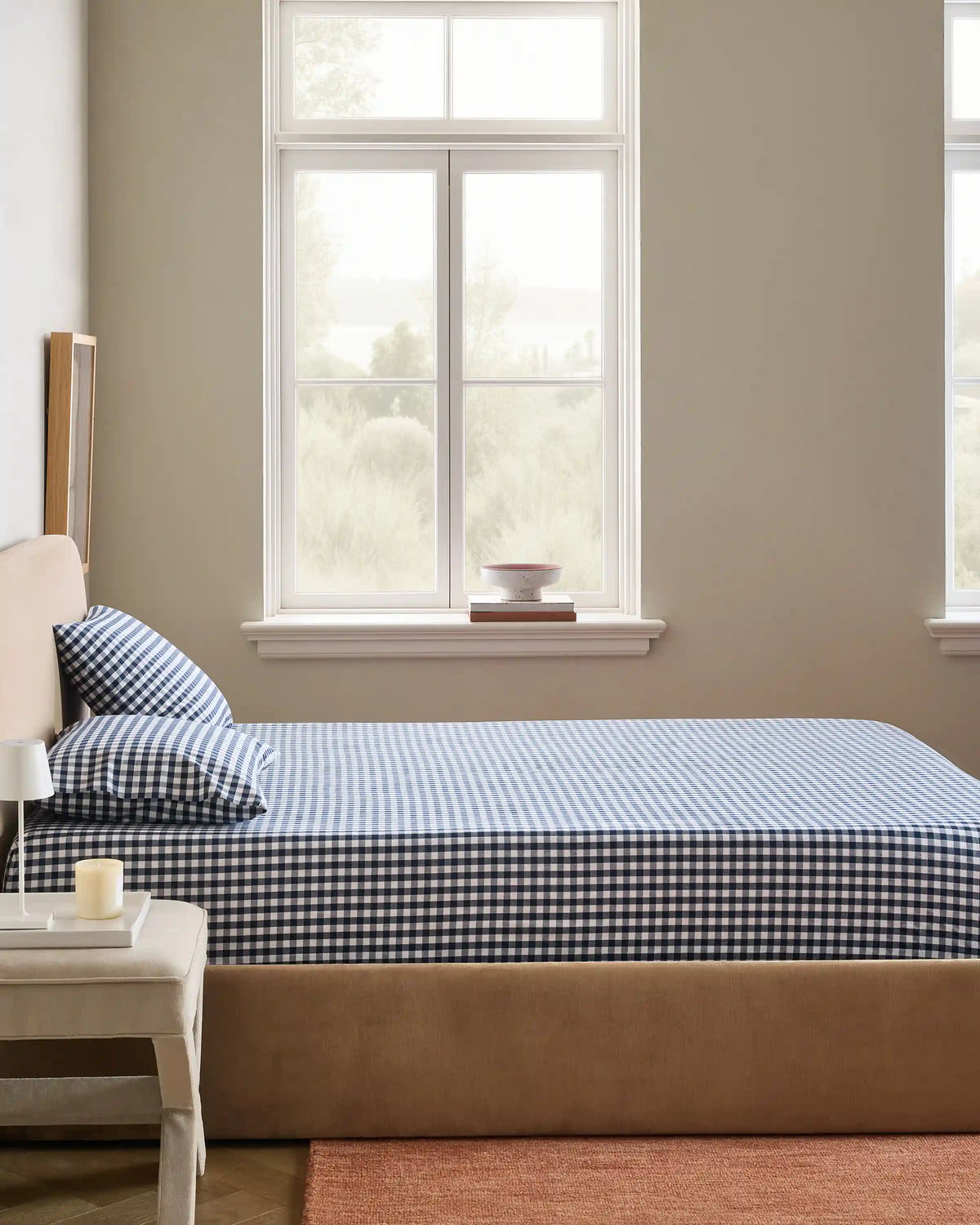 Organic Crisp Percale Gingham Fitted Sheet Set