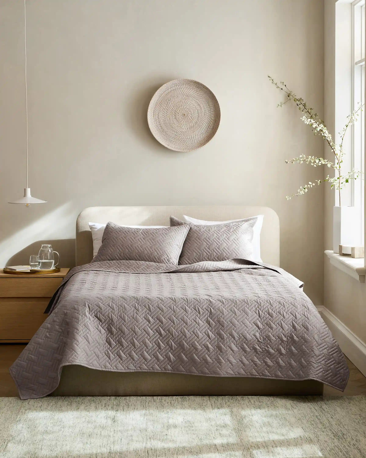 Organic Cotton Basketweave Quilted Sham Set