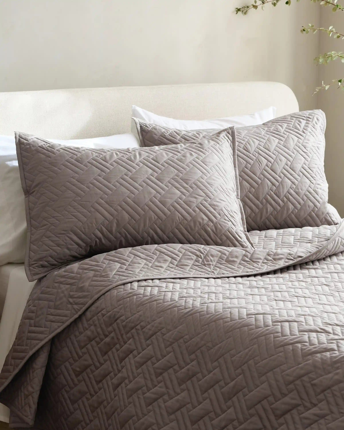 Organic Cotton Basketweave Quilt Set
