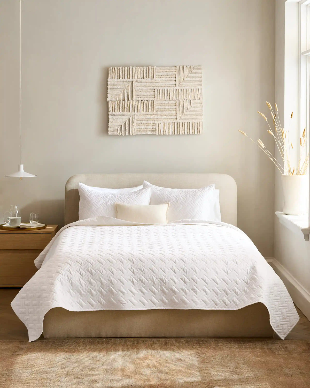 Organic Cotton Basketweave Quilted Sham Set
