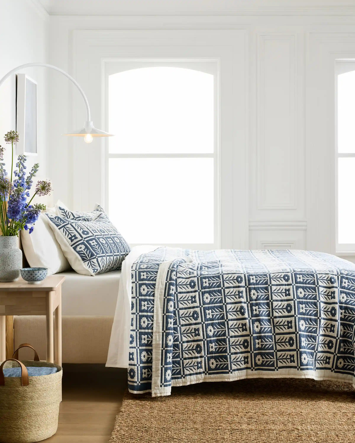 Organic Cotton Jacquard Floral Coverlet