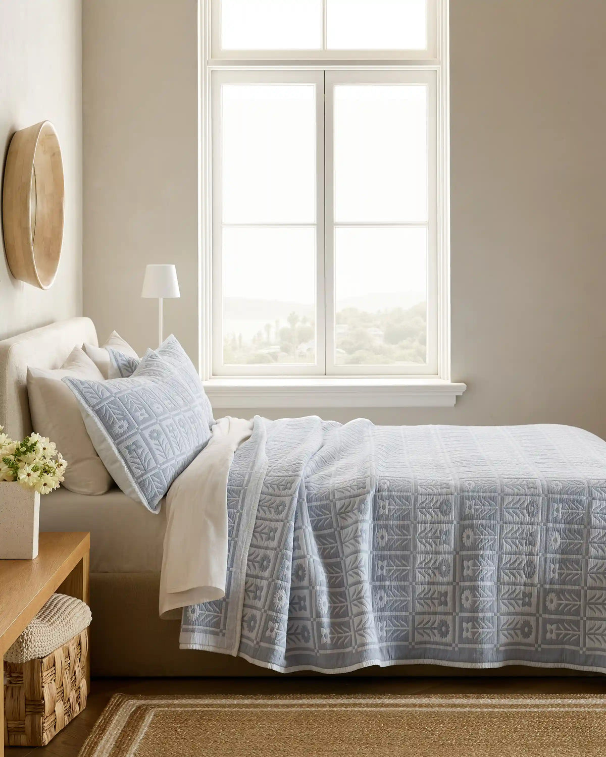 Organic Cotton Jacquard Floral Coverlet Set