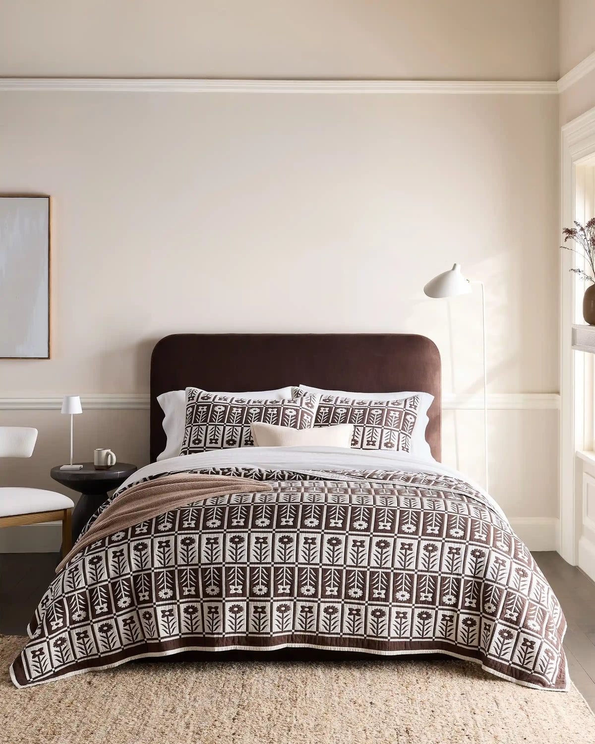 Organic Cotton Jacquard Floral Coverlet Set