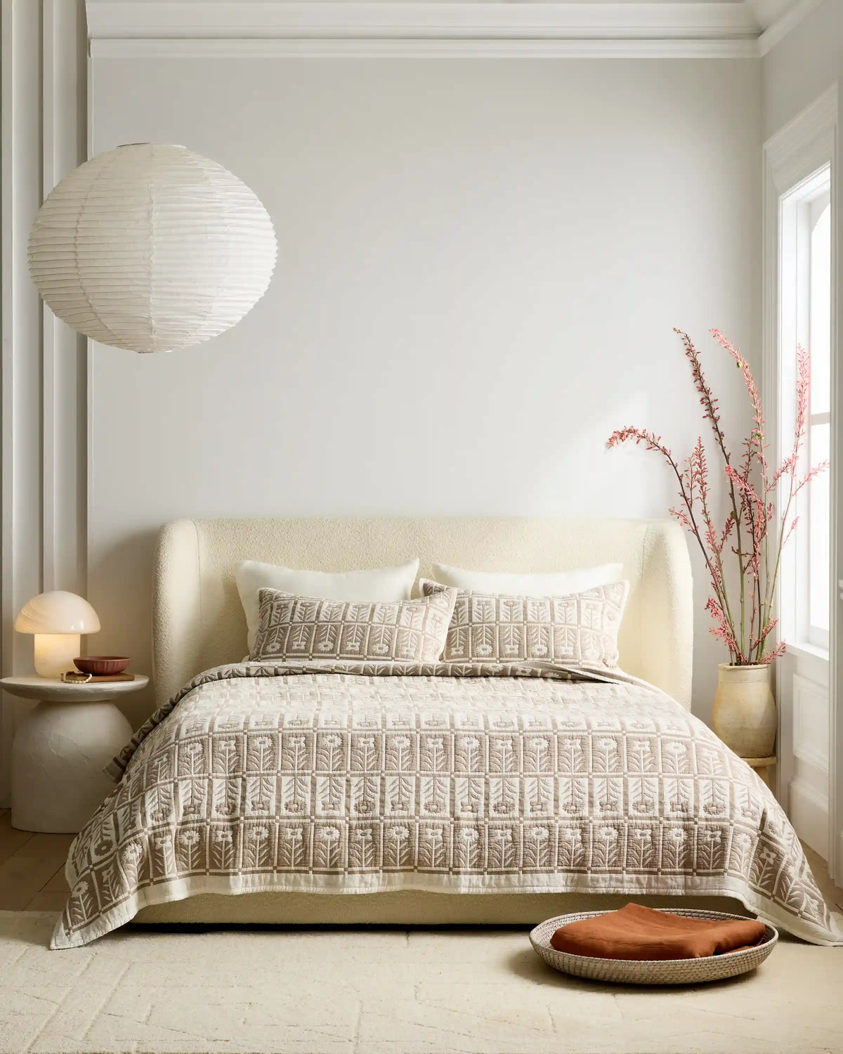 Organic Cotton Jacquard Floral Coverlet