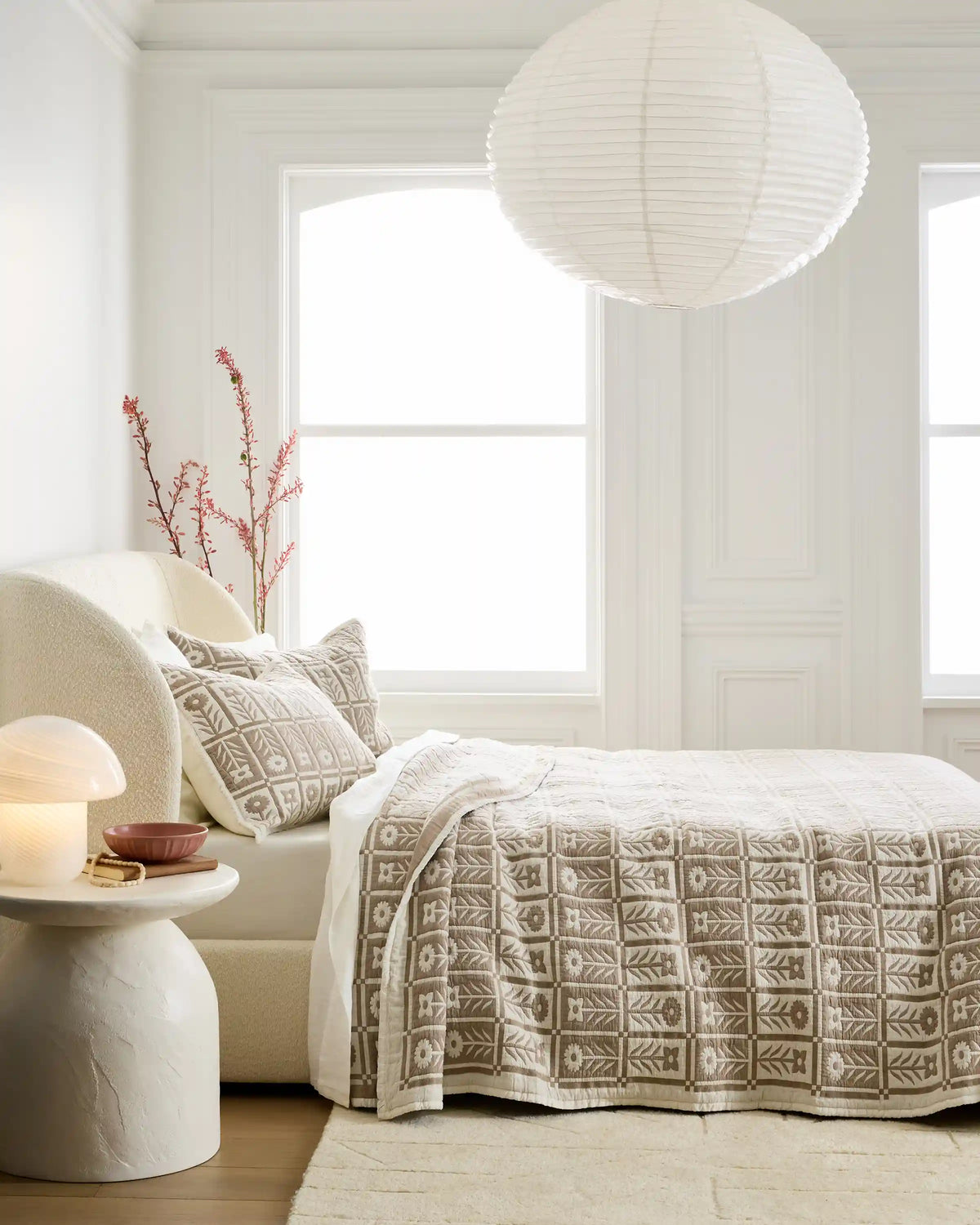Organic Cotton Jacquard Floral Coverlet Set