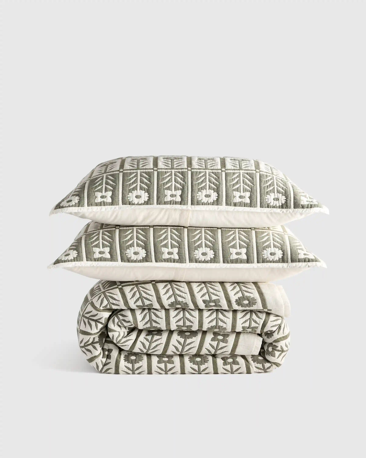 Organic Cotton Jacquard Floral Coverlet Set