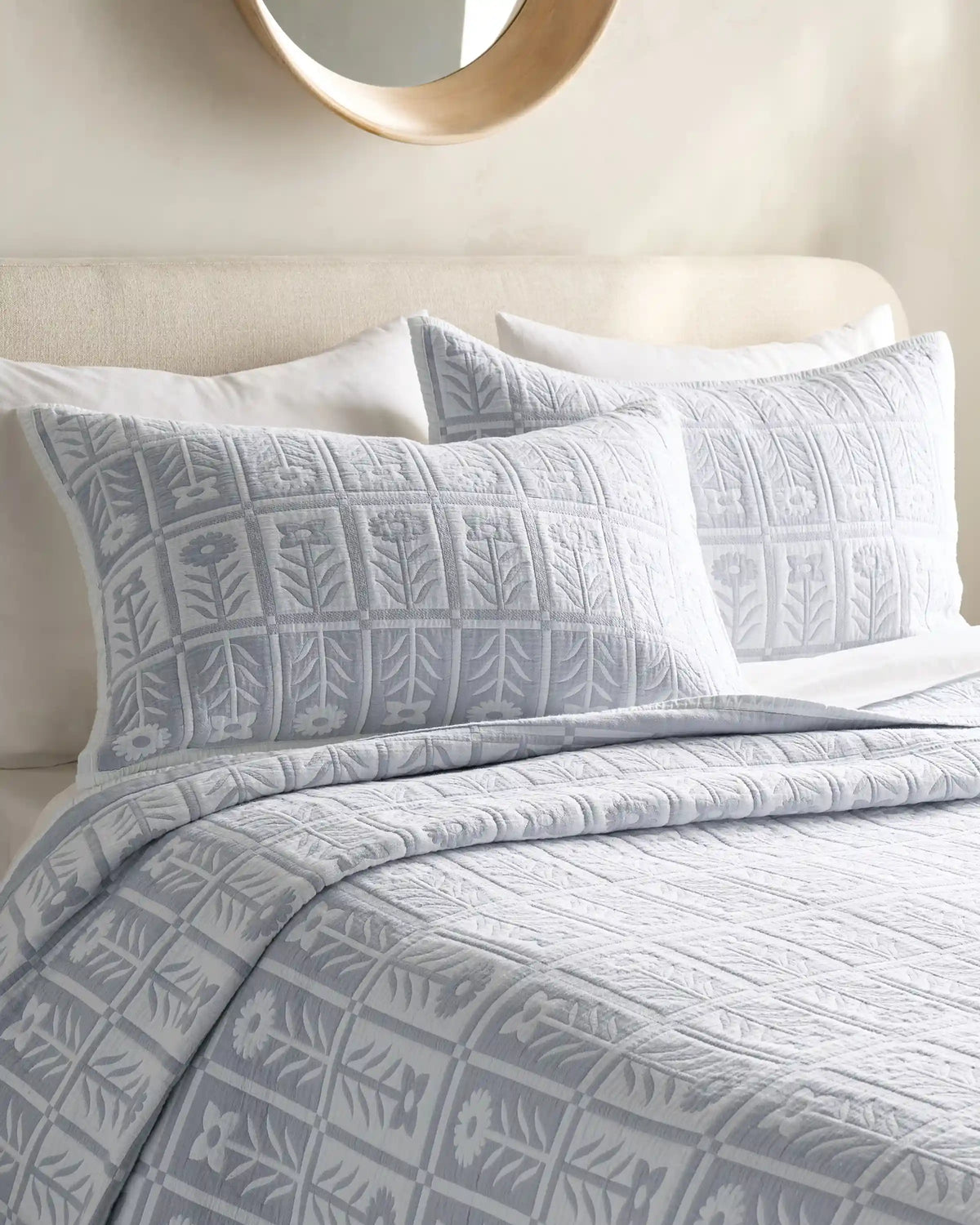 Organic Cotton Jacquard Floral Sham Set