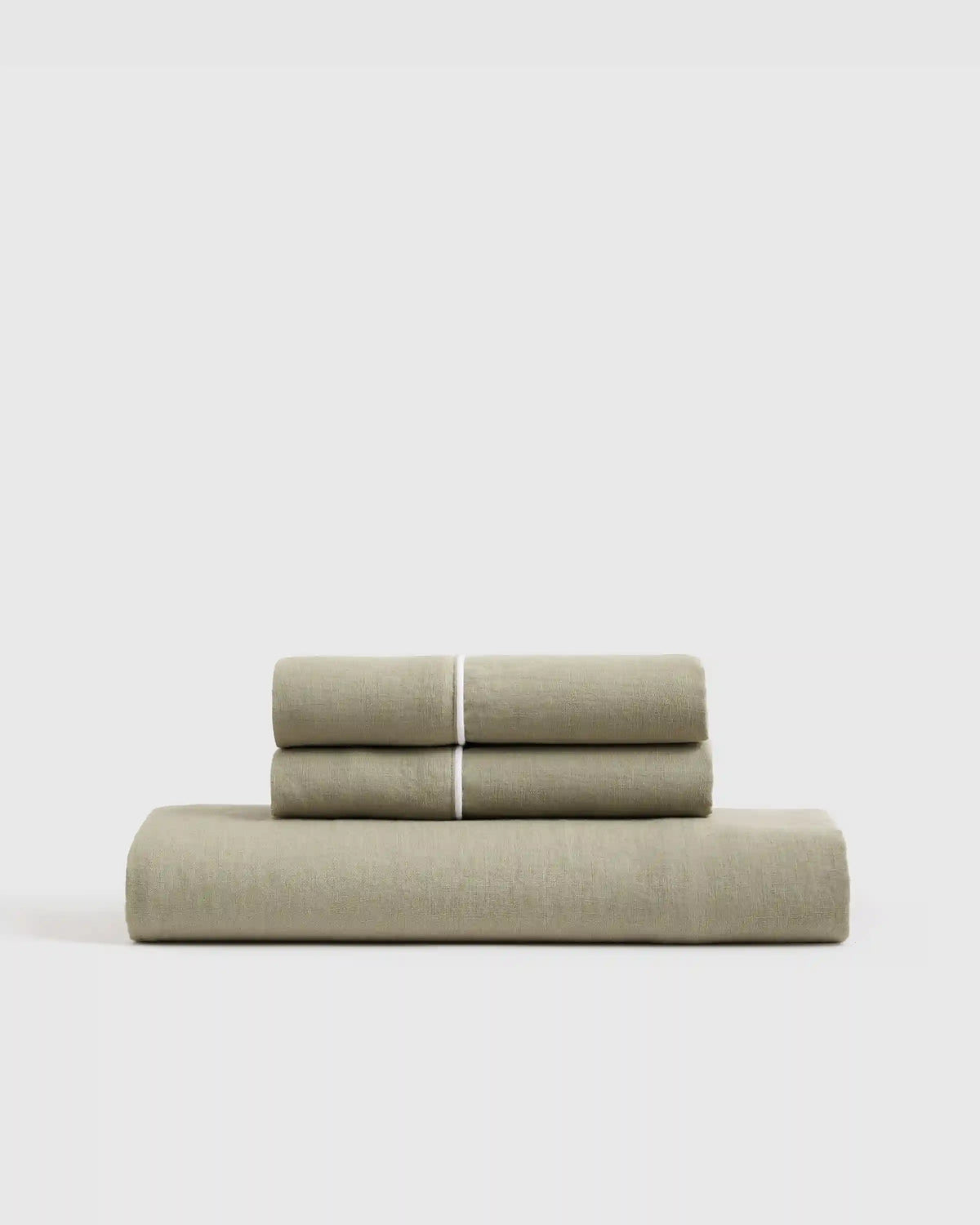 European Linen Piped Fitted Sheet Set