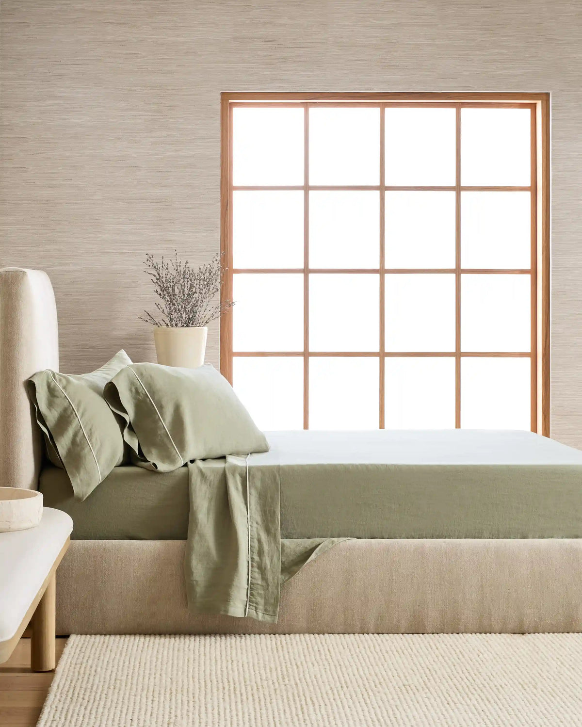 European Linen Piped Deluxe Bedding Bundle