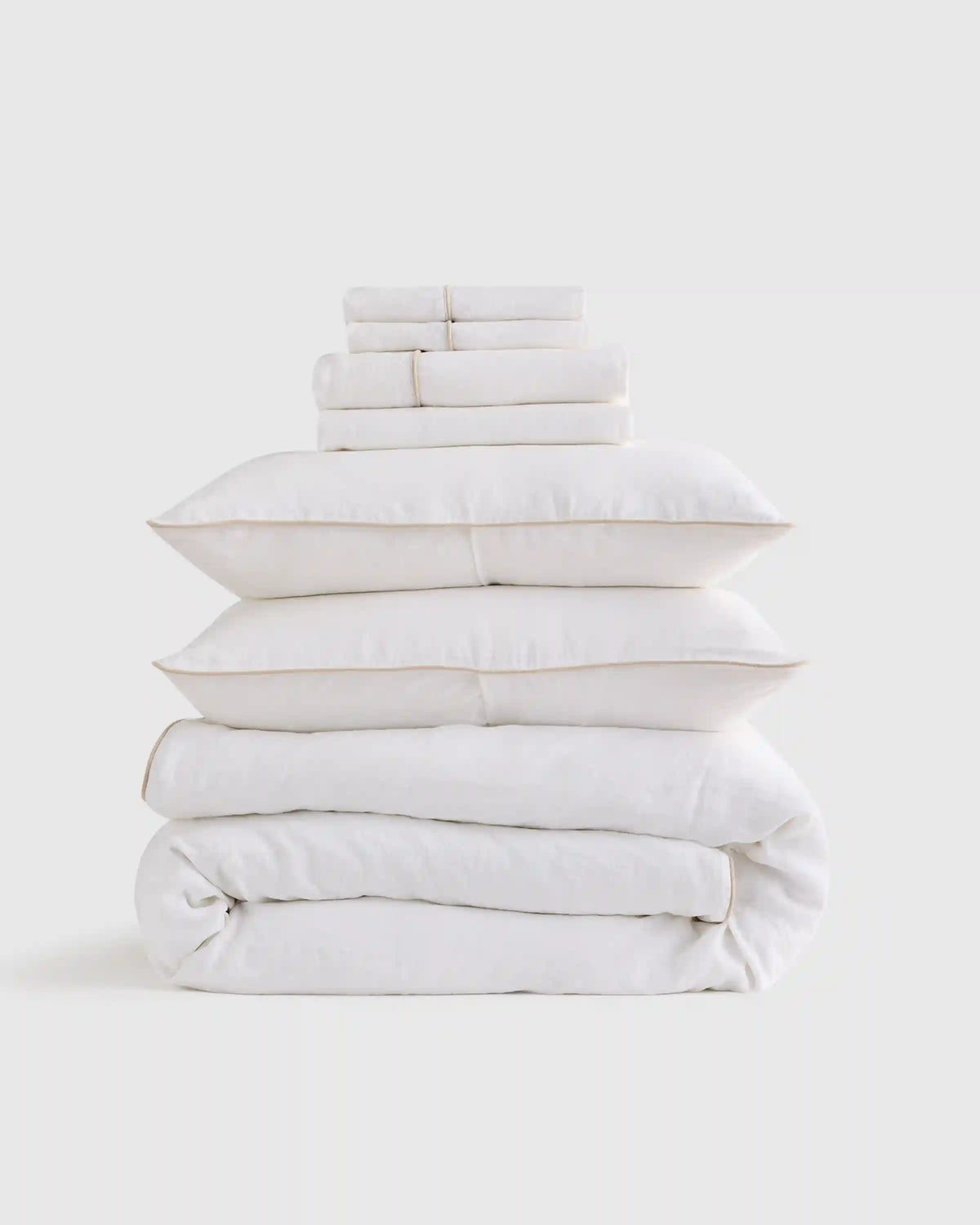 European Linen Piped Deluxe Bedding Bundle