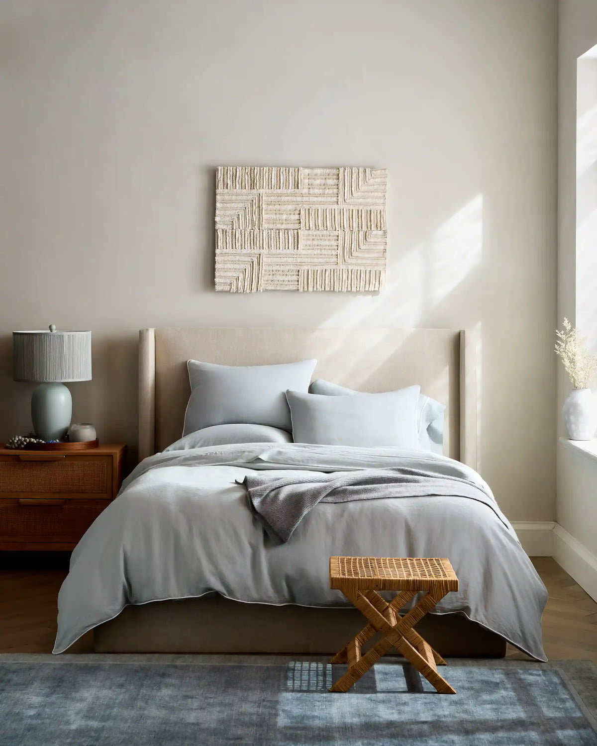 European Linen Piped Duvet Cover