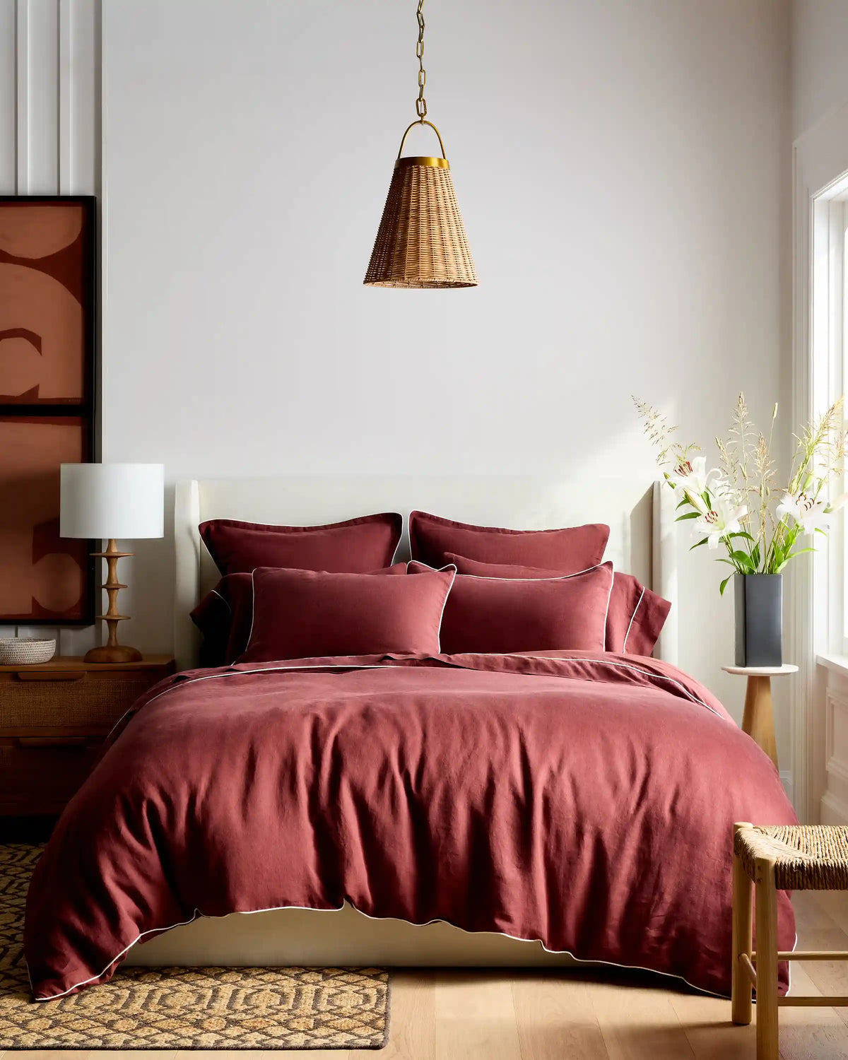 European Linen Piped Duvet Cover