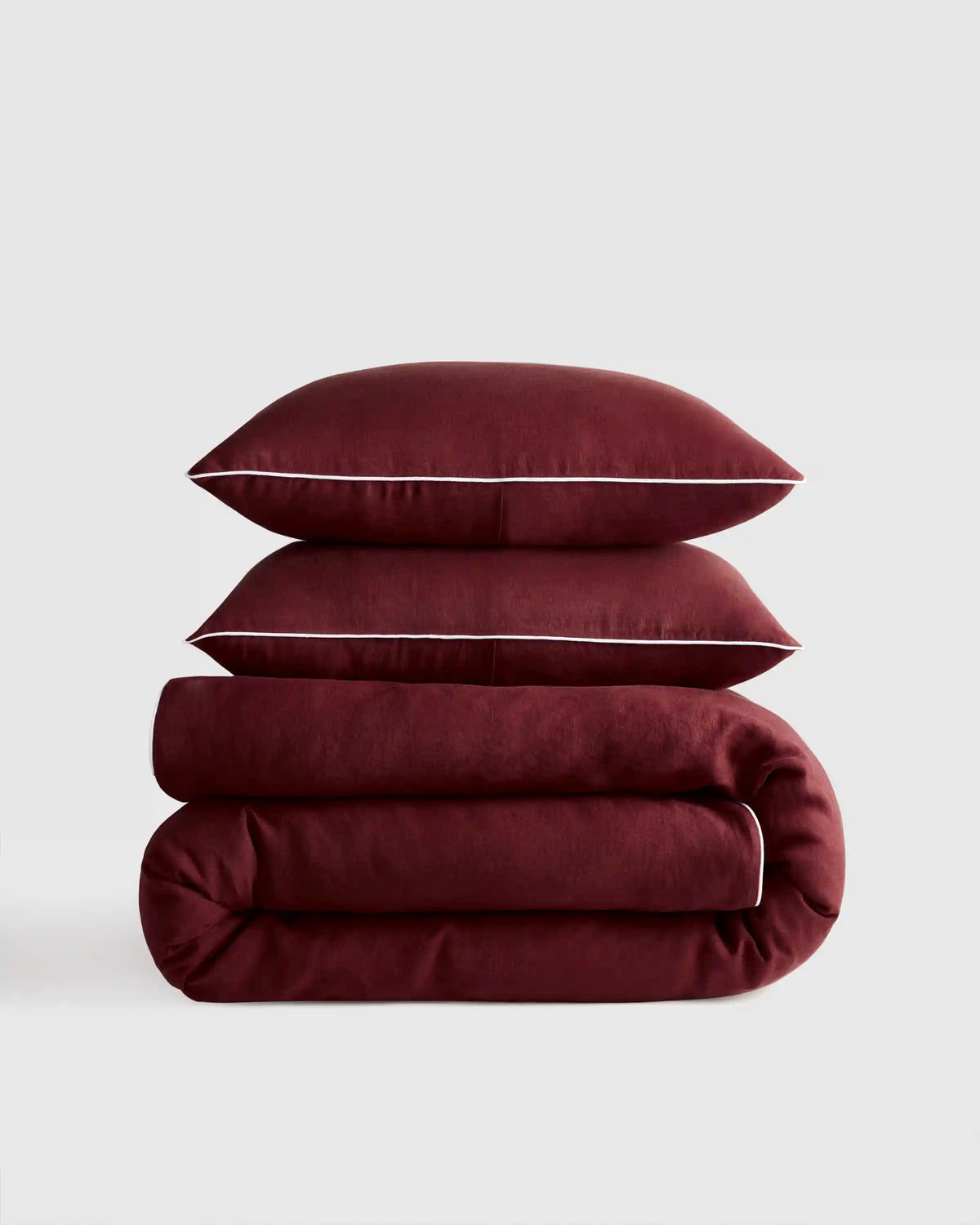 European Linen Piped Duvet Cover Set