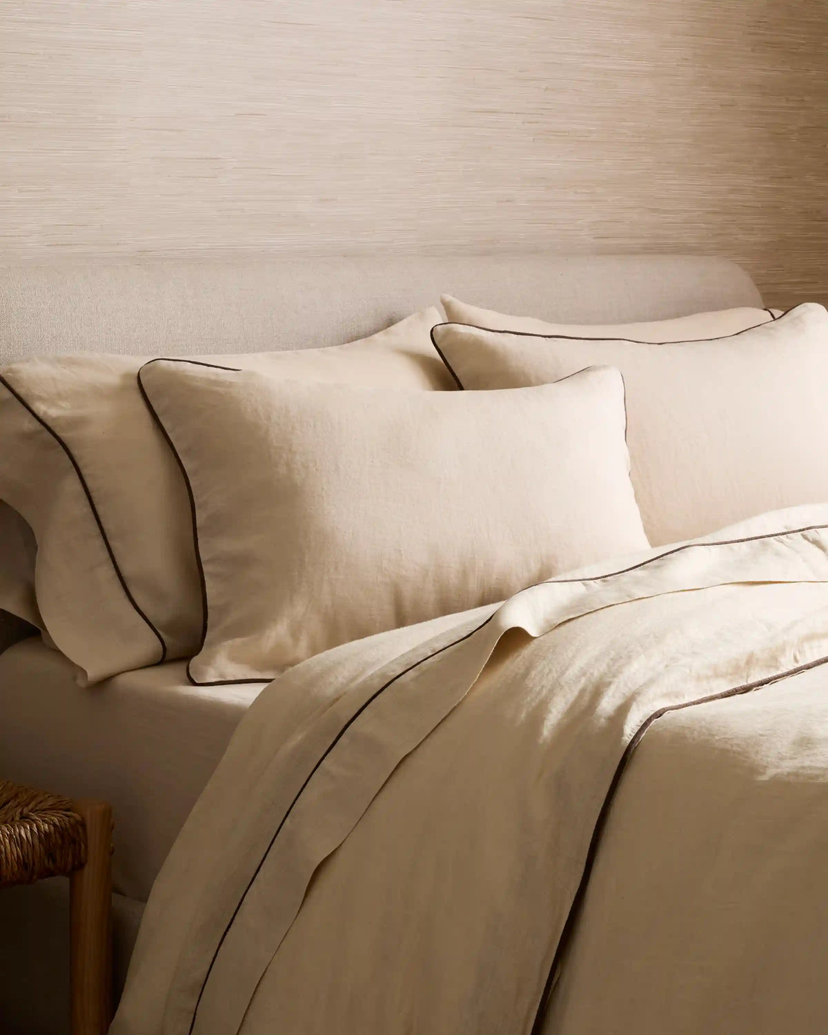 European Linen Piped Pillowcase Set