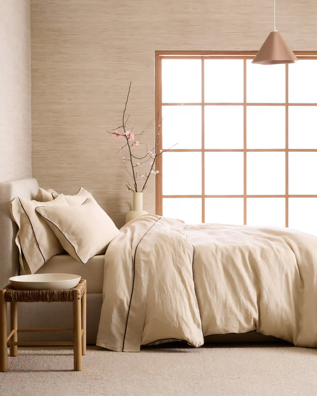 European Linen Piped Duvet Cover