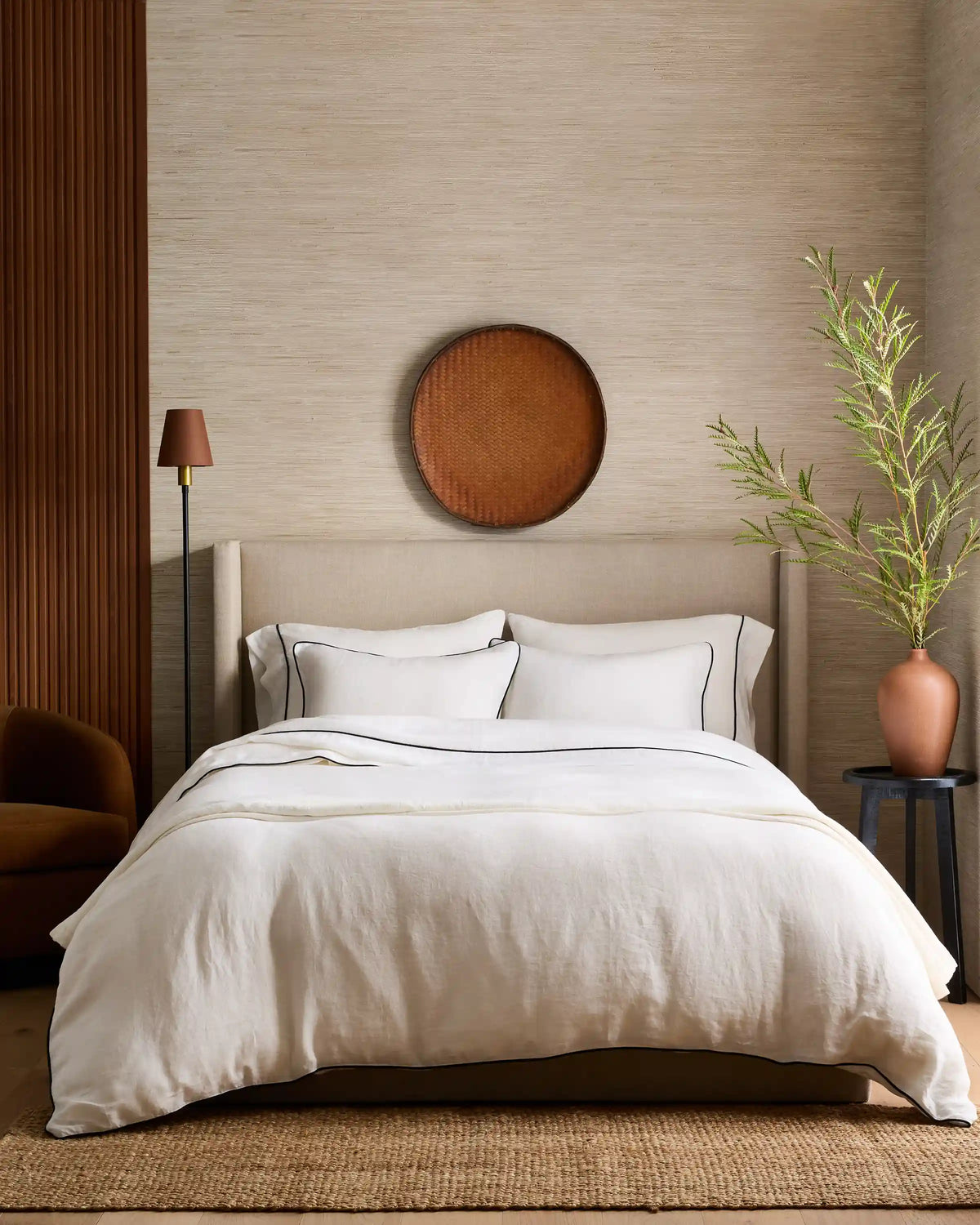 European Linen Piped Sham Set