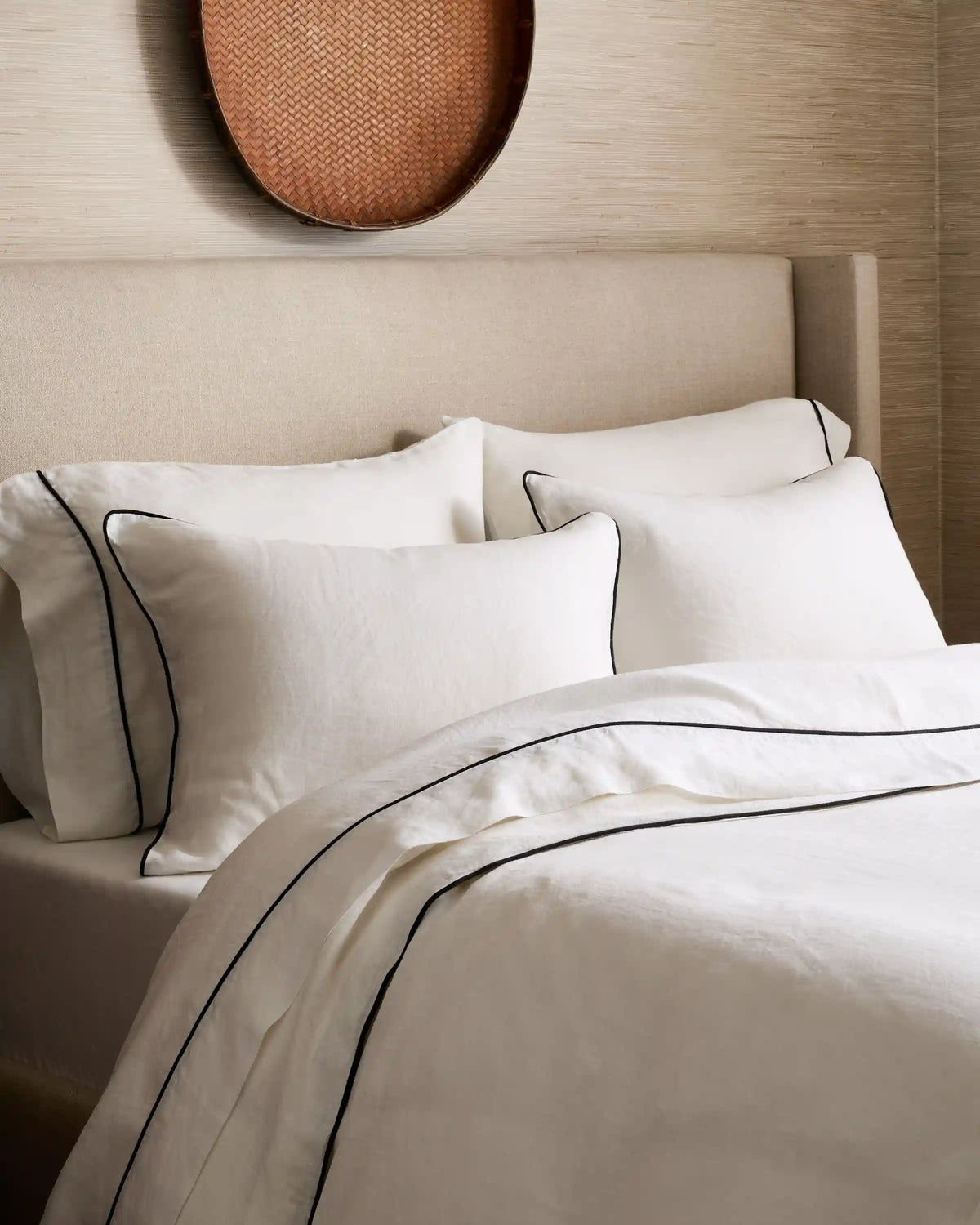 European Linen Piped Pillowcase Set