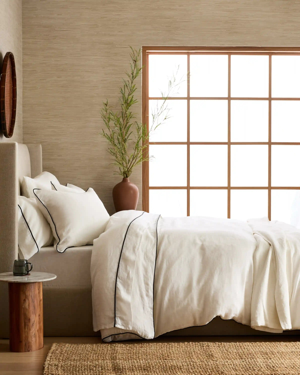 European Linen Piped Deluxe Bedding Bundle