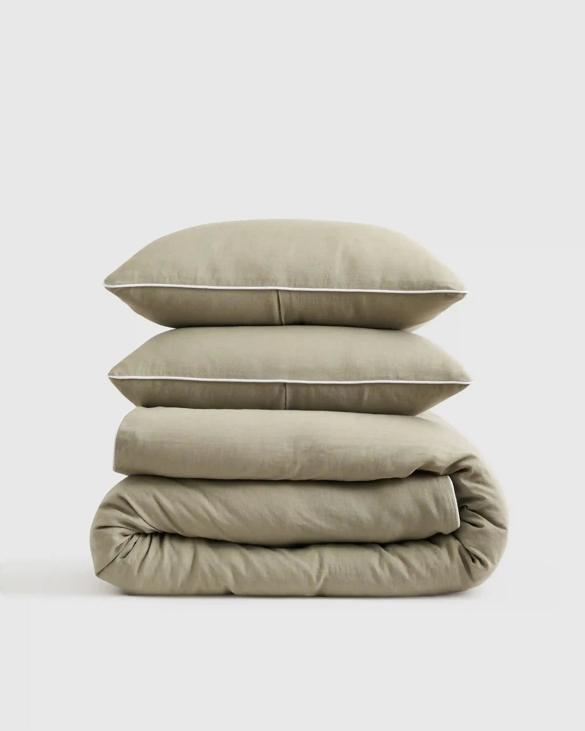 European Linen Piped Duvet Cover Set